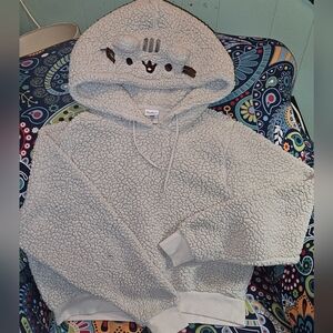 Adorable PUSHEEN Cropped Sherpa Hoodie szXL
